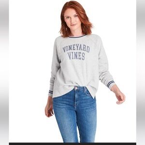 Vineyard Vines Varsity Crewneck Sweatshirt in white grey heather
